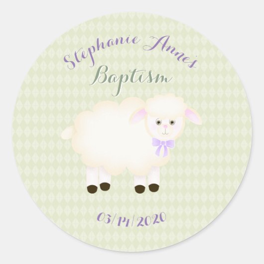 Baptism Lamb Ronde Sticker (Voorkant)