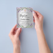 Baptism lavender Silver violet budget uitnodiging Flyer (Hand)
