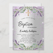 Baptism lavender Silver Violet sparkles luxe Kaart (Voorkant)