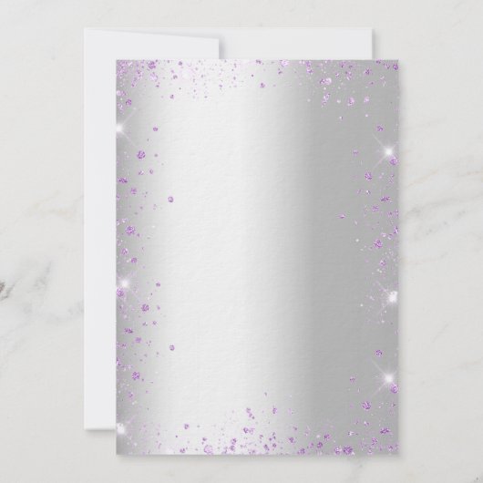 Baptism lavender Silver Violet sparkles luxe Kaart (Achterkant)