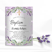 Baptism lavender Silver Violet sparkles luxe