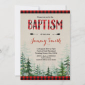 Baptism Lumberjack Red plaid Invitation Kaart (Voorkant)