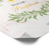 Baptism Marble Foliage Faux Gold Foil Welkomstteke Poster (Hoek)