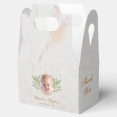 Baptism Marble Photo lekt Foliage Botanical Bedankdoosjes (Geopend)