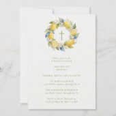 Baptism Mediterranean Wreath with Floral and Lemon Kaart (Voorkant)