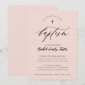 BAPTISM minimale kalligrafie elegant blush roze Kaart (Voorkant / Achterkant)