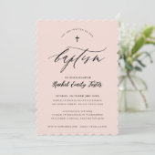 BAPTISM minimale kalligrafie elegant blush roze Kaart (Staand voorkant)