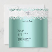 Baptism Mint Green Lace Foto Jewel Cross Boy Kaart (Achterkant)