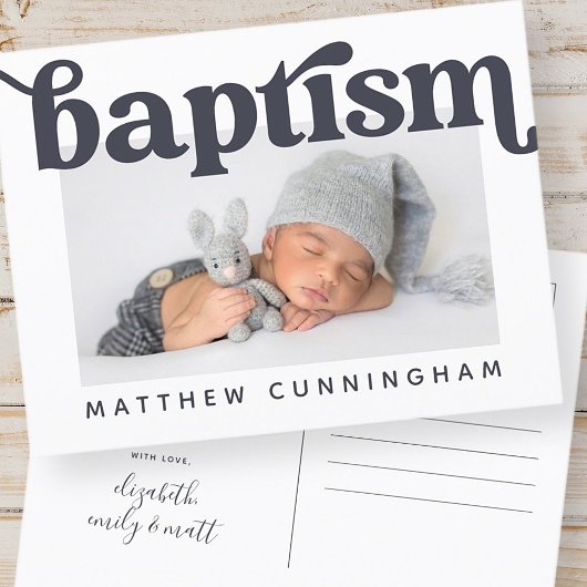Baptism Modern Bold Simple Photo Hartelijk dank Aankondigingskaart