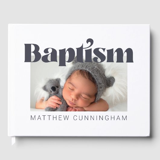 Baptism Modern Bold Simple Photo Hartelijk dank Gastenboek (Voorkant)