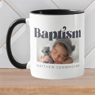 Baptism Modern Bold Simple Photo Hartelijk dank Koffiemok