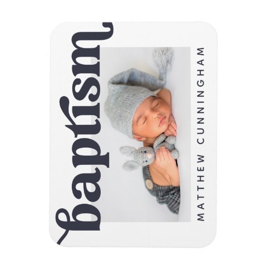 Baptism Modern Bold Simple Photo Hartelijk dank Magneet (Verticaal)