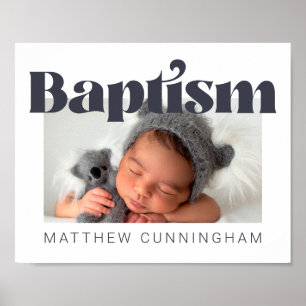 Baptism Modern Bold Simple Photo Hartelijk dank Poster