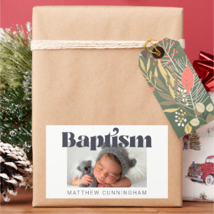 Baptism Modern Bold Simple Photo Hartelijk dank Rechthoekige Sticker