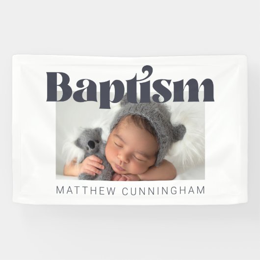 Baptism Modern Bold Simple Photo Hartelijk dank Spandoek (Horizontaal)