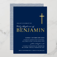 BAPTISM modern elegant cross-navy blauw goud