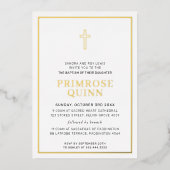 BAPTISM modern elegant kruis roze goud Folie Uitnodiging (Voorkant)