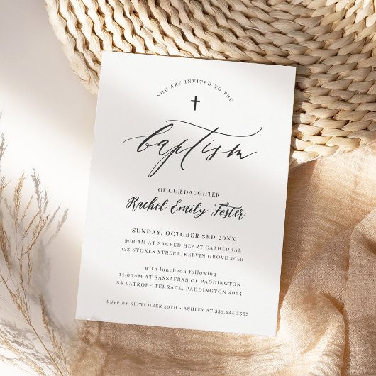 BAPTISM modern minimaal calligrafie elegant zwart Kaart