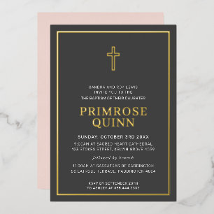 BAPTISM modern minimaal grensoverschrijdend baby r Folie Uitnodiging