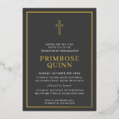 BAPTISM modern minimaal grensoverschrijdend baby r Folie Uitnodiging (Voorkant)