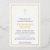 BAPTISM modern minimaal grensoverschrijdend roze Folie Uitnodiging (Voorkant)