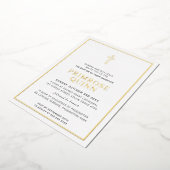 BAPTISM modern minimaal grensoverschrijdend roze Folie Uitnodiging (Gedraaid)