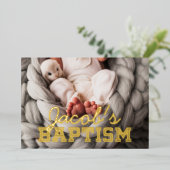 Baptism Modern Minimalist Preppy Photos Folie Uitnodiging (Staand Voorkant)
