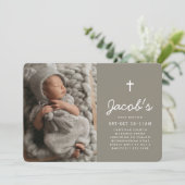 Baptism Modern Minimalist Preppy Photos Kaart (Staand voorkant)