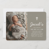 Baptism Modern Minimalist Preppy Photos Kaart (Voorkant)
