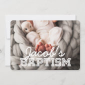 Baptism Modern Minimalist Preppy Photos Kaart (Achterkant)