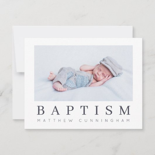 Baptism Modern minimalistische aangepaste foto Bedankkaart (Voorkant)