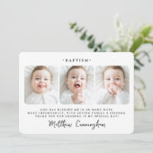 Baptism Modern Simple Chic Photo Bedankkaart (Staand voorkant)