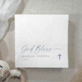 Baptism Modern Simple Dusty Blue God Bless Cross N Servet