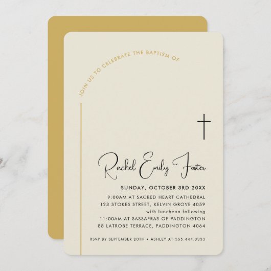 BAPTISM moderne bewerkbare gekromde tekst Kaart (Voorkant / Achterkant)