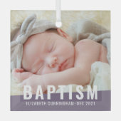 Baptism Moderne Eenvoudige aangepaste Baby foto Glas Ornament (Voorkant)