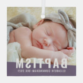 Baptism Moderne Eenvoudige aangepaste Baby foto Glas Ornament (Achterkant)