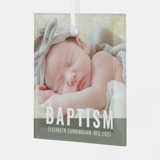 Baptism Moderne Eenvoudige aangepaste Baby foto Glas Ornament (Voorkant links)