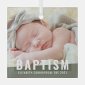 Baptism Moderne Eenvoudige aangepaste Baby foto Glas Ornament (Voorkant)