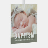 Baptism Moderne Eenvoudige aangepaste Baby foto Glas Ornament (Voorkant Rechts)