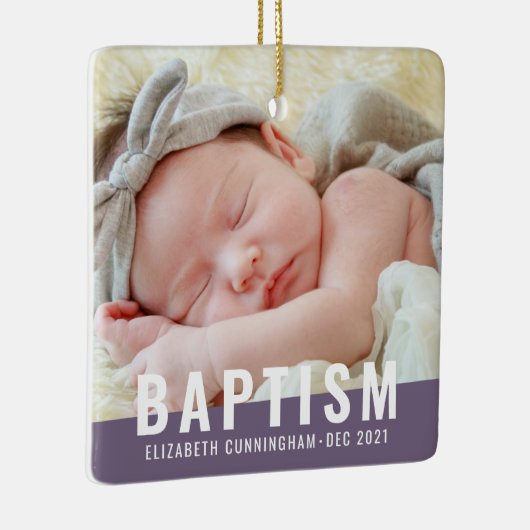 Baptism Moderne Eenvoudige aangepaste Baby foto Keramisch Ornament (Rechts)
