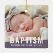 Baptism Moderne Eenvoudige aangepaste Baby foto Keramisch Ornament (Achterkant)
