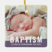 Baptism Moderne Eenvoudige aangepaste Baby foto Keramisch Ornament (Voorkant)