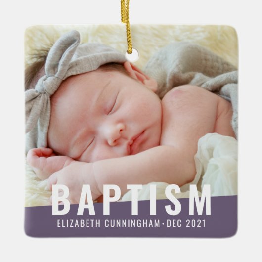 Baptism Moderne Eenvoudige aangepaste Baby foto Keramisch Ornament (Voorkant)