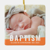 Baptism Moderne Eenvoudige aangepaste Baby foto Keramisch Ornament (Voorkant)