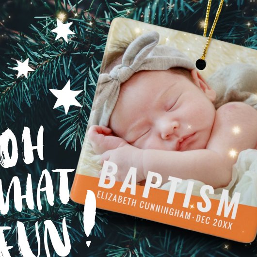Baptism Moderne Eenvoudige aangepaste Baby foto Keramisch Ornament