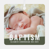 Baptism Moderne Eenvoudige aangepaste Baby foto Metalen Ornament (Voorkant)