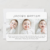 Baptism Moderne Eenvoudige afbeelding drie foto Bedankkaart (Voorkant)