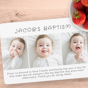 Baptism Moderne Eenvoudige afbeelding drie foto Bedankkaart
