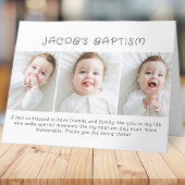 Baptism Moderne Eenvoudige afbeelding drie foto Bedankkaart
