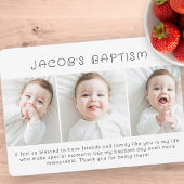 Baptism Moderne Eenvoudige afbeelding drie foto Bedankkaart